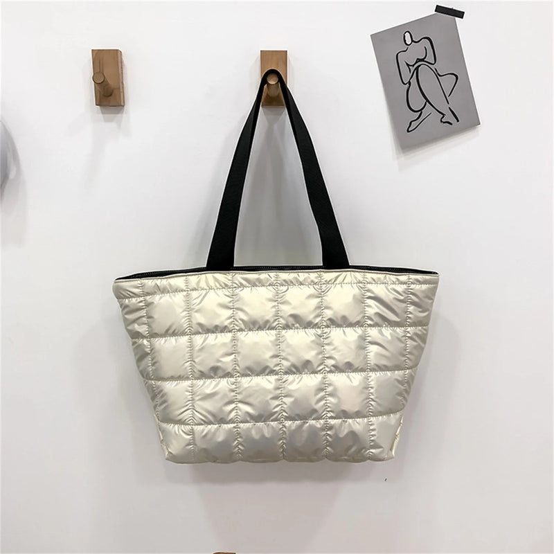 DOM103 Large Puffer Tote Bag Waterproof Quilted Nylon Puffer Tote