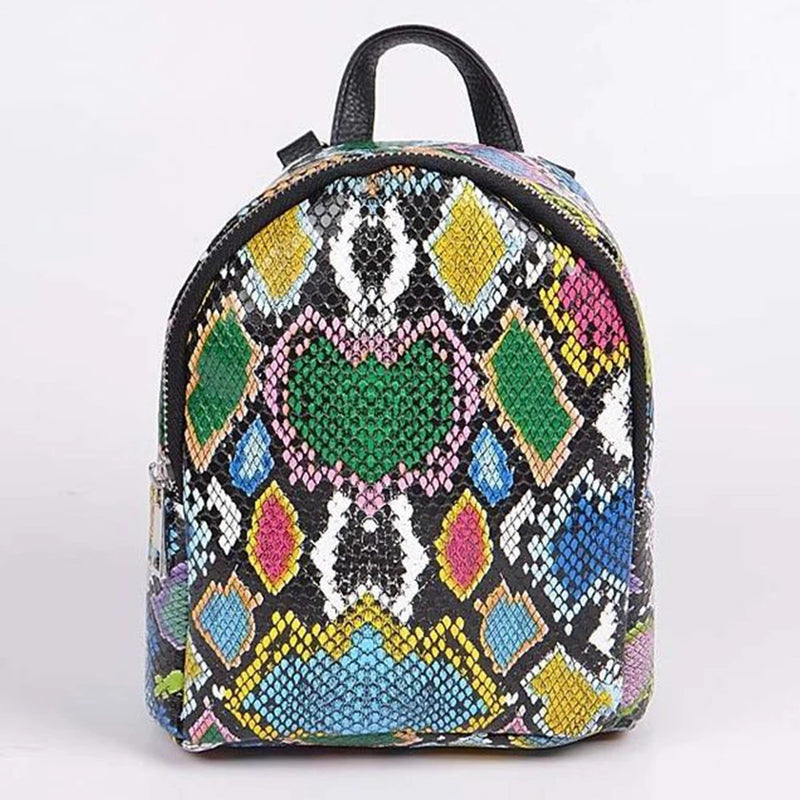 Colorful Animal Print Mini Backpack Women Small Capacity Top Handle Bag