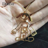 DOREMI Kids Drawing Necklace Customized Child Artwork Name LOGO
