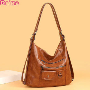 Retro Leather Backpack Ladies Large-capacity Bags