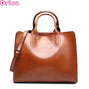 Vintage Women Handbag Oil Wax PU Leather Shoulder Bag Casual Tote Large Bolsos
