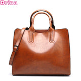 Vintage Women Handbag Oil Wax PU Leather Shoulder Bag Casual Tote Large Bolsos