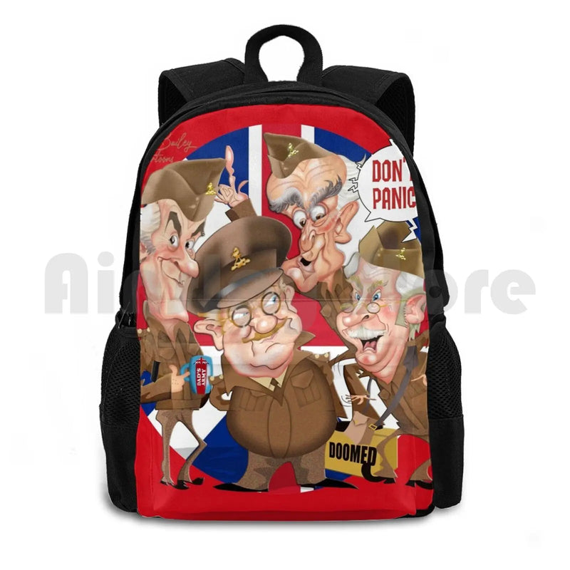 Dad's Army Cartoon Hiking Backpack Waterproof Camping Travel Dads Army