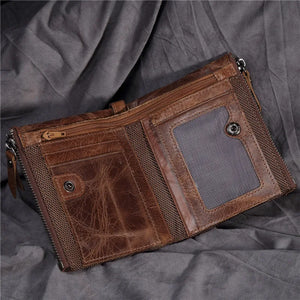 Daffdoil Leather Wallet Female Hasp Cow Leather Brown