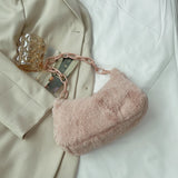 Small Plush Shoulder Bags for Women Zipper Handbags