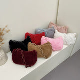 Small Ladies Plush Shoulder Bag with Zipper