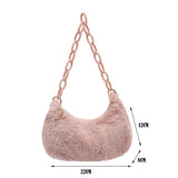 Small Ladies Plush Shoulder Bag with Zipper