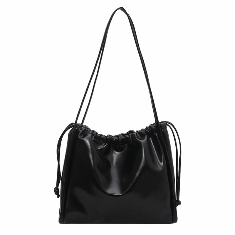 Women's PU Leather Drawstring Underarm Bag