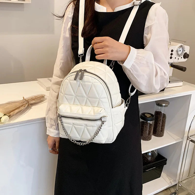 Quilted Small Women Backpack Girls Travel Bagpack