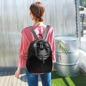 Large Capacity Student School Backpack PU Leather Rucksack