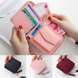 Tassel Drop PU Leather Women Wallet with Zipper Closure