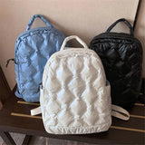 Women Winter Padded Down Backpack Large Capacity Shoulder School Bag
