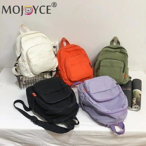 Large Capacity Canvas School Backpack Zipper Knapsack