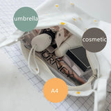 Daisy Floral Canvas Women Handbag Lace Embroidery Tote Shoulder Bag