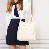 Daisy Floral Canvas Women Handbag Lace Embroidery Tote Shoulder Bag