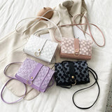 Daisy Flower Pattern Mini PU Leather Crossbody Chain Handbag