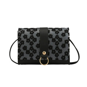 Daisy Flower Pattern Mini PU Leather Crossbody Chain Handbag