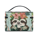 Daisy Flower Sloth Makeup Bag Toiletry Train Case