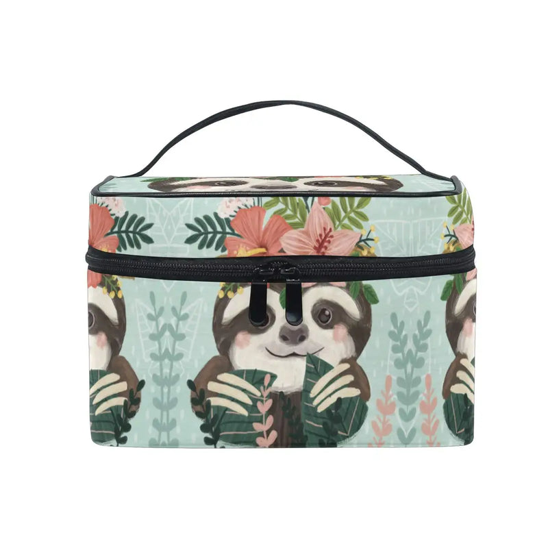 Daisy Flower Sloth Makeup Bag Toiletry Train Case