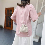 Daisy Straw Weave Shoulder Bag Summer Mesh Bucket Crossbody Handbags