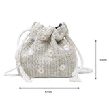 Daisy Straw Weave Shoulder Bag Summer Mesh Bucket Crossbody Handbags