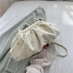 Daisy Print Crossbody Bag Cloud Tote Bag for Women