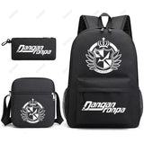Danganronpa 3pcs Backpack Set Students Rucksack Shoulder Bag Pen Bag