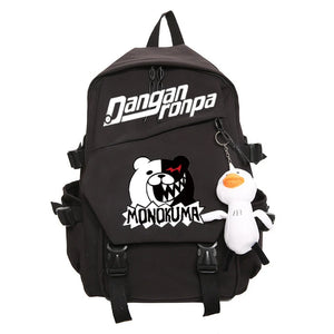 Monokuma Plaid Pattern Teenager Girls Boys School Backpack