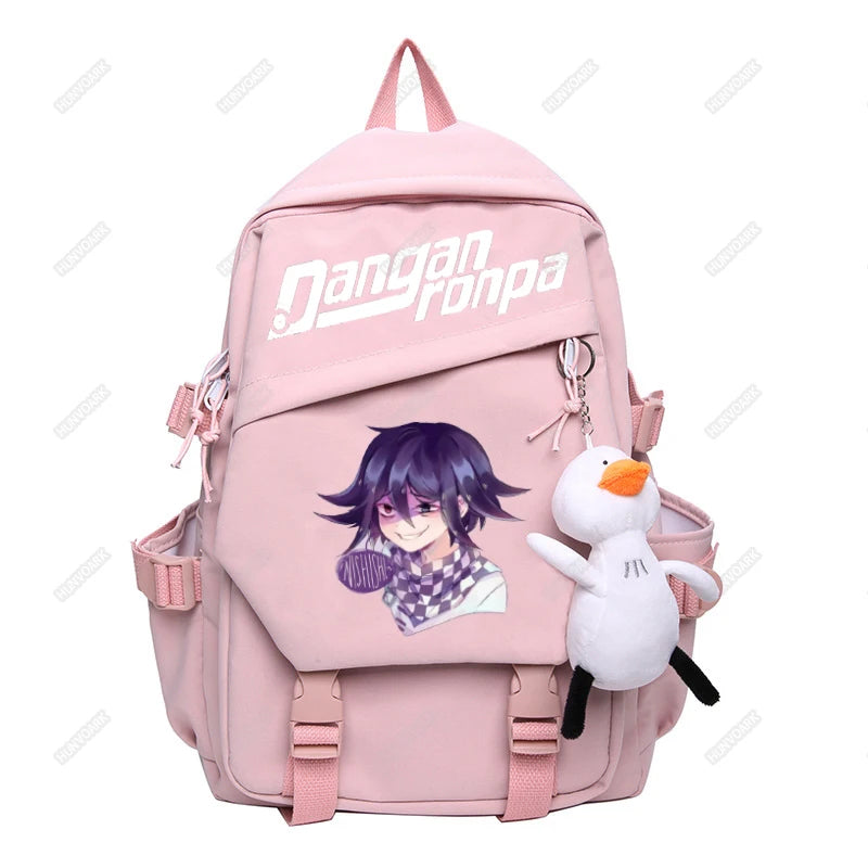 Monokuma Women Backpack Plaid Pattern Teenager Girls Boys School Bags Mochilas S