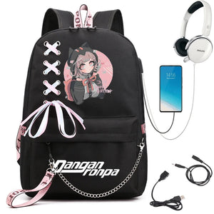 Danganronpa Nanami Chiaki Backpack Travel Laptop USB Teenager