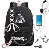 Danganronpa Nanami Chiaki Backpack Travel Laptop USB Teenager