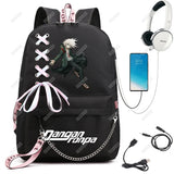 Danganronpa Nanami Chiaki Backpack Travel Laptop USB Teenager