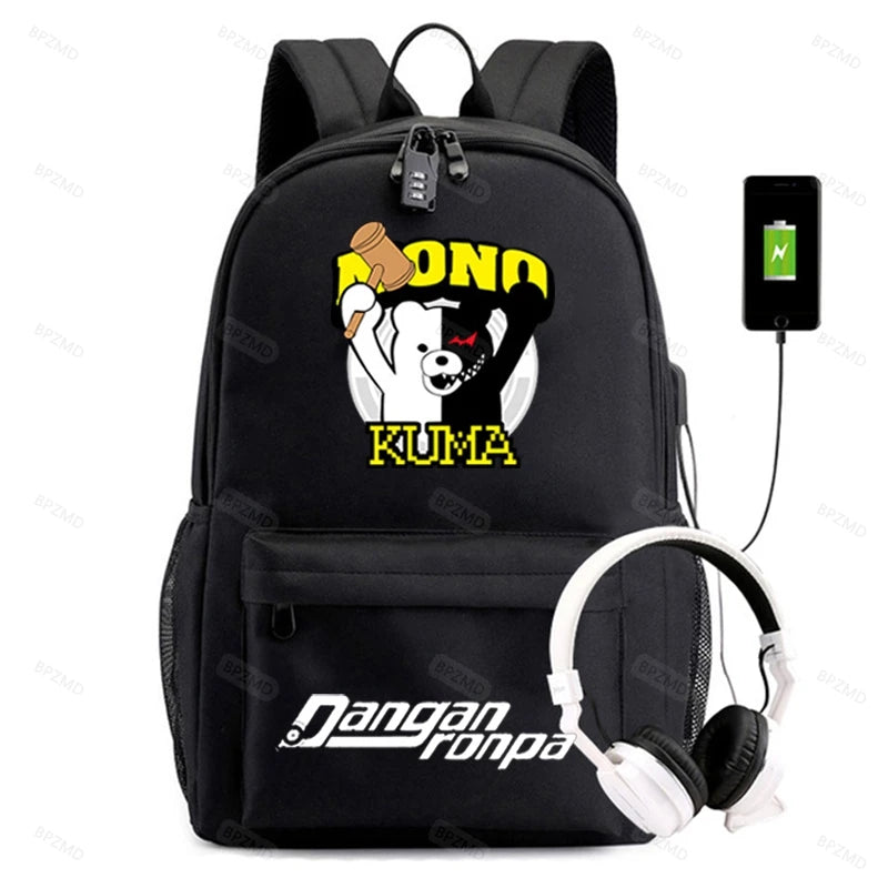 Danganronpa School Backpack for Teens Laptop Travel Rucksack