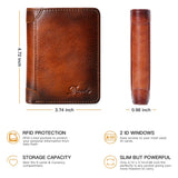 Men's Leather Wallet RFID Anti-theft Brush Head Layer Cowhide Retro Vertical