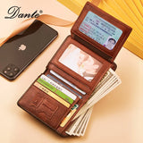 Men's Leather Wallet RFID Anti-theft Brush Head Layer Cowhide Retro Vertical