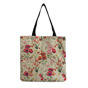 Dark Butterfly Printed Female Shopping Bags Large Capacity