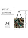 Dark Butterfly Printed Female Shopping Bags Large Capacity