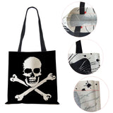 Dark Skull Print Linen Tote Handbag Eco Reusable Bags For Women Traveling School