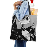 Dark Skull Print Linen Tote Handbag Eco Reusable Bags For Women Traveling School