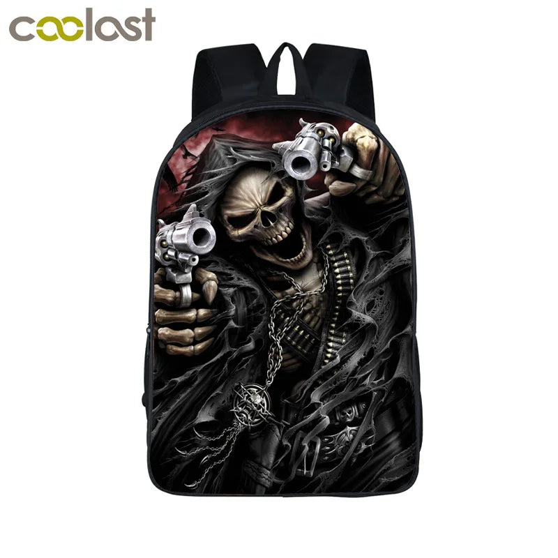 Gothic Angel Skull Wolf Backpack School Bag
