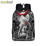 Gothic Angel Skull Wolf Backpack School Bag