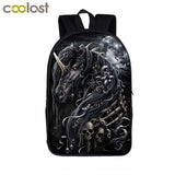 Dark Gothic Skull Reaper School Backpack for Teenage Boys Girls