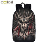 Dark Gothic Skull Reaper School Backpack for Teenage Boys Girls