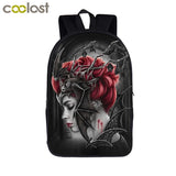 Dark Gothic Skull Reaper School Backpack for Teenage Boys Girls