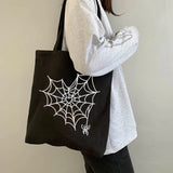 Dark Harajuku Canvas Bag Shopping Bag Cartoon Print Gothic Female Bag