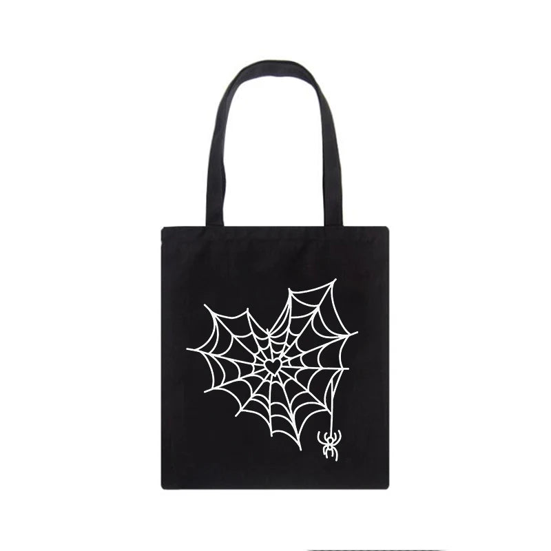 Dark Harajuku Canvas Bag Cartoon Print Gothic Female Bag Large Capacity