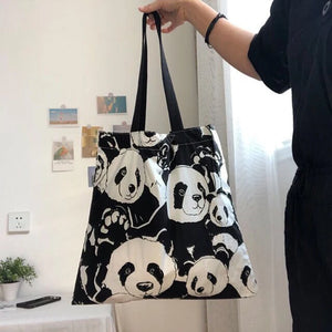 Dark Panda Canvas Shoulder Bag for Women