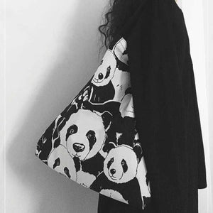 Dark Panda Canvas Shoulder Bag for Women