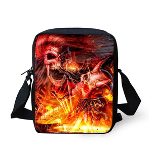 Dark Skeleton Print Messenger Bag Shoulder Bag Mini Cross-body Satchel