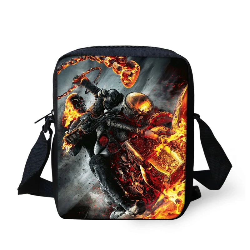 Dark Skeleton Print Messenger Bag Shoulder Bag Mini Cross-body Satchel